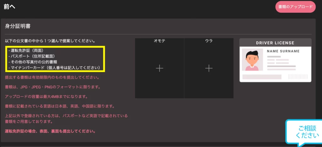EdgeGraph FX口座開設 身分証明書提出
